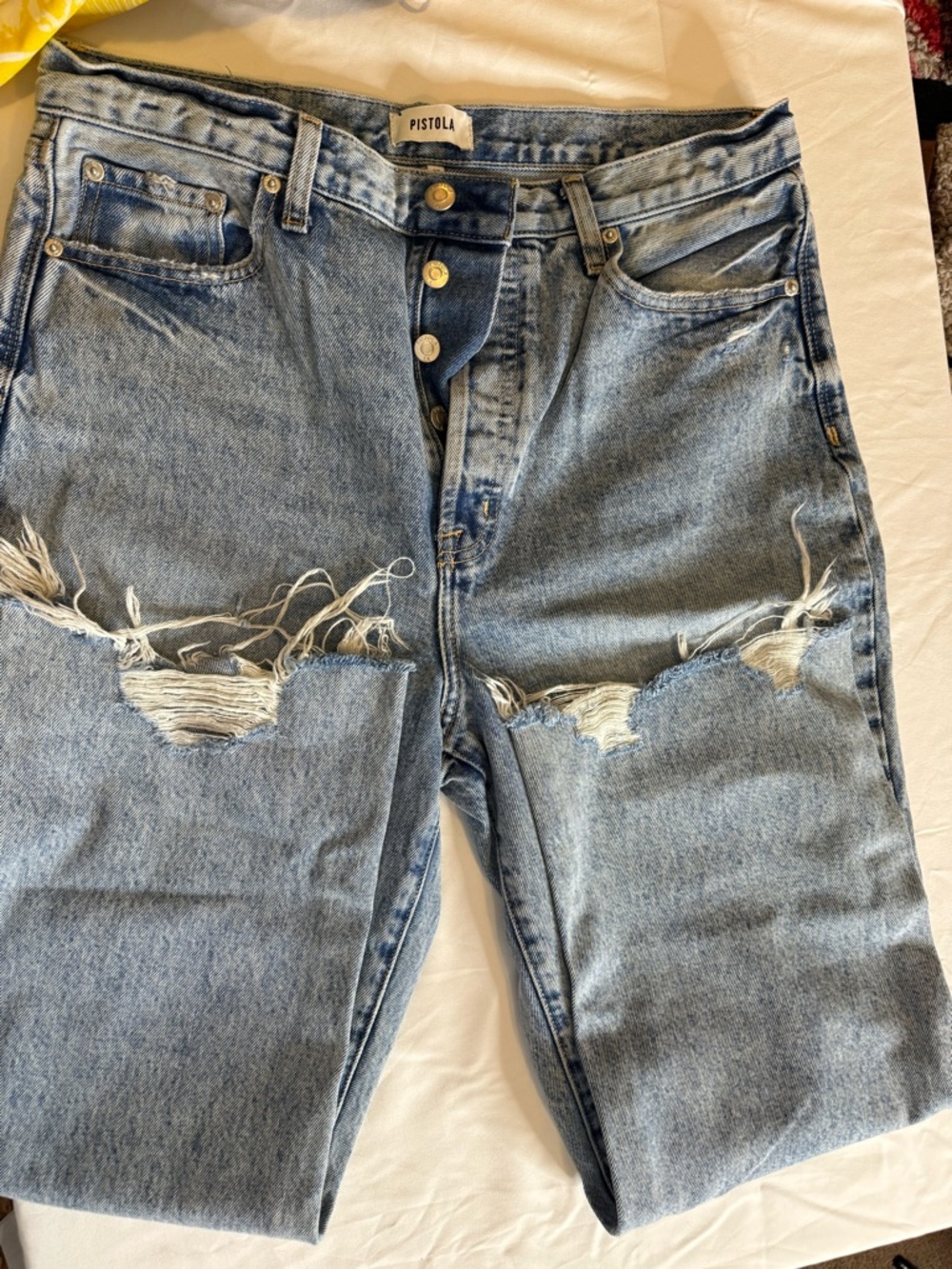 pistola light blue distressed relaxed jeans